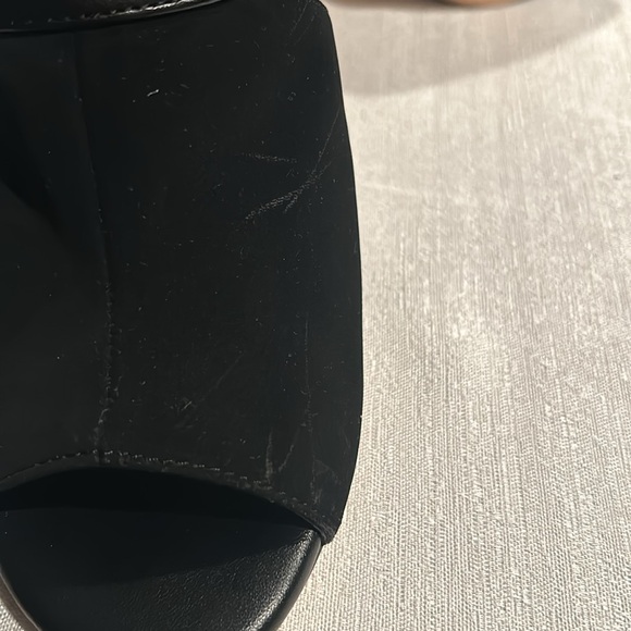 Calvin Klein Satchel Black Peep Toe Mule Heels - Picture 7 of 9